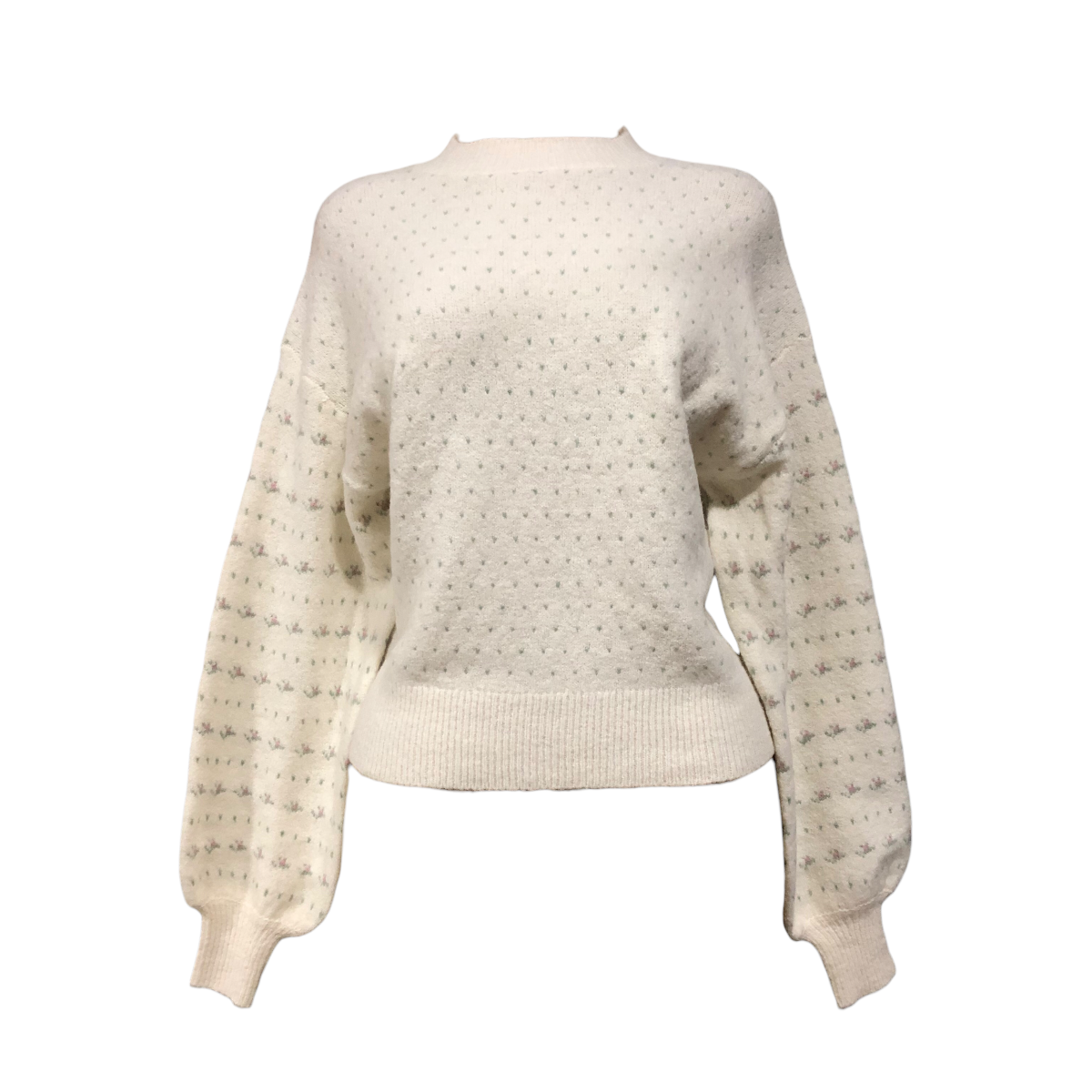 Suéter Para Dama Color Ecru Estampado Corazones Lsn