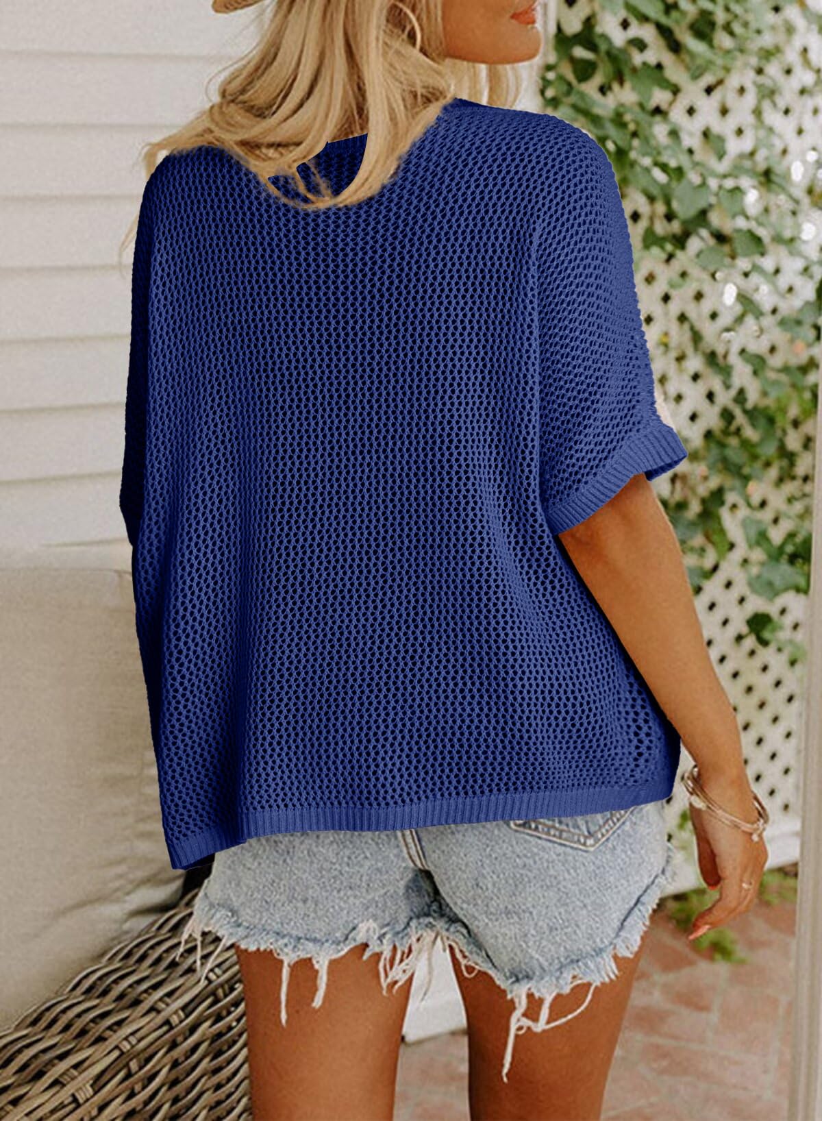 Foto 2 | Jersey Dokotoo De Manga Corta Con Estampado Floral De Primavera Para Mujer, Azul - Venta Internacional.