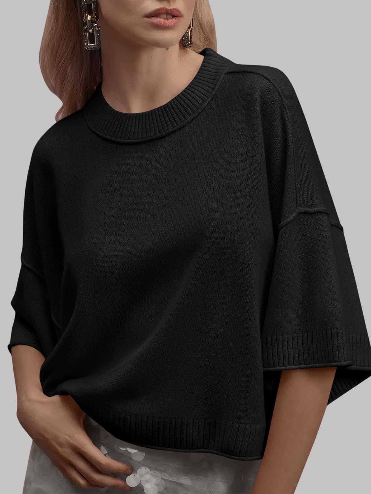 Foto 3 pulgar | Jersey De Manga Corta Saodimallsu Para Mujer, Verano, Negro - Venta Internacional.