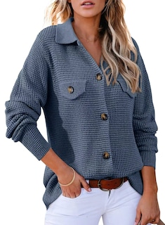 Foto 1 | Jersey Elegante De Punto Gofrado Para Mujer, Color Azul Claro, Talla L - Venta Internacional.