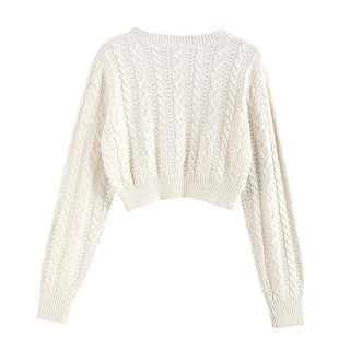 Foto 2 | Jersey Zaful Para Mujer, Cuello Redondo, Manga Larga, Blanco Corto - Venta Internacional.