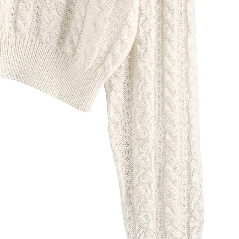 Foto 4 | Jersey Zaful Para Mujer, Cuello Redondo, Manga Larga, Blanco Corto - Venta Internacional.