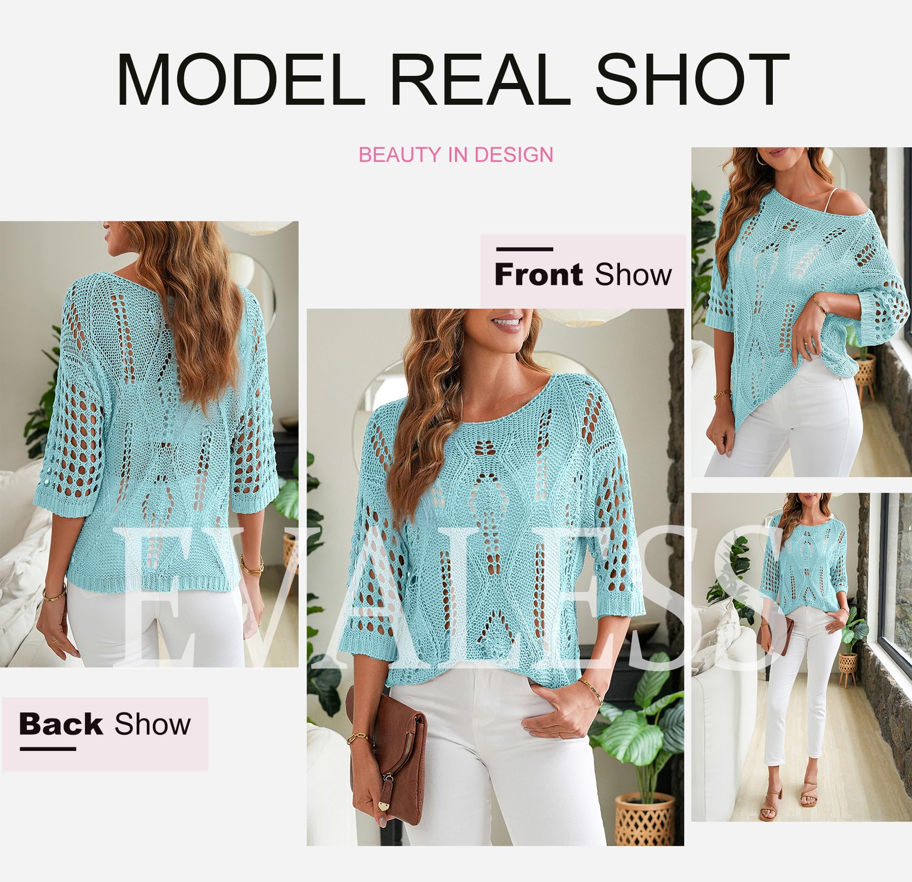 Foto 5 | Jersey Evaless Summer 2025 Para Mujer Manga 3/4 Azul Talla L - Venta Internacional.