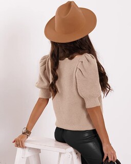 Foto 2 | Jersey Goranbon Puff De Manga Corta Para Mujer, Color Beige Claro - Venta Internacional.