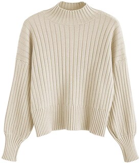 Foto 1 | Jersey Zaful Para Mujer, Cuello Redondo, Manga Larga, Color Beige - Venta Internacional.