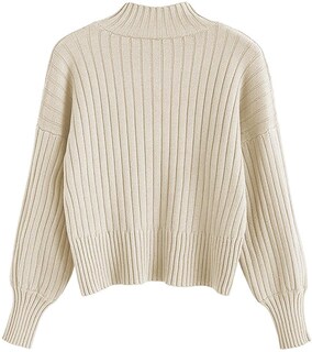 Foto 3 | Jersey Zaful Para Mujer, Cuello Redondo, Manga Larga, Color Beige - Venta Internacional.