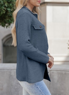 Foto 5 | Suéter Shacket Astylish De Punto Gofrado Para Mujer, Color Azul Claro, Xl - Venta Internacional.