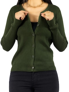 Foto 1 | Suéter Para Mujer De Manga Larga Con Botones A Juego Sweater Dama De Punto Abrigo Suéteres Suet-1043 Verde Mil