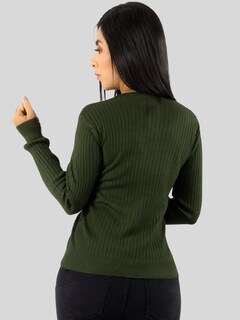 Foto 4 | Suéter Para Mujer De Manga Larga Con Botones A Juego Sweater Dama De Punto Abrigo Suéteres Suet-1043 Verde Mil
