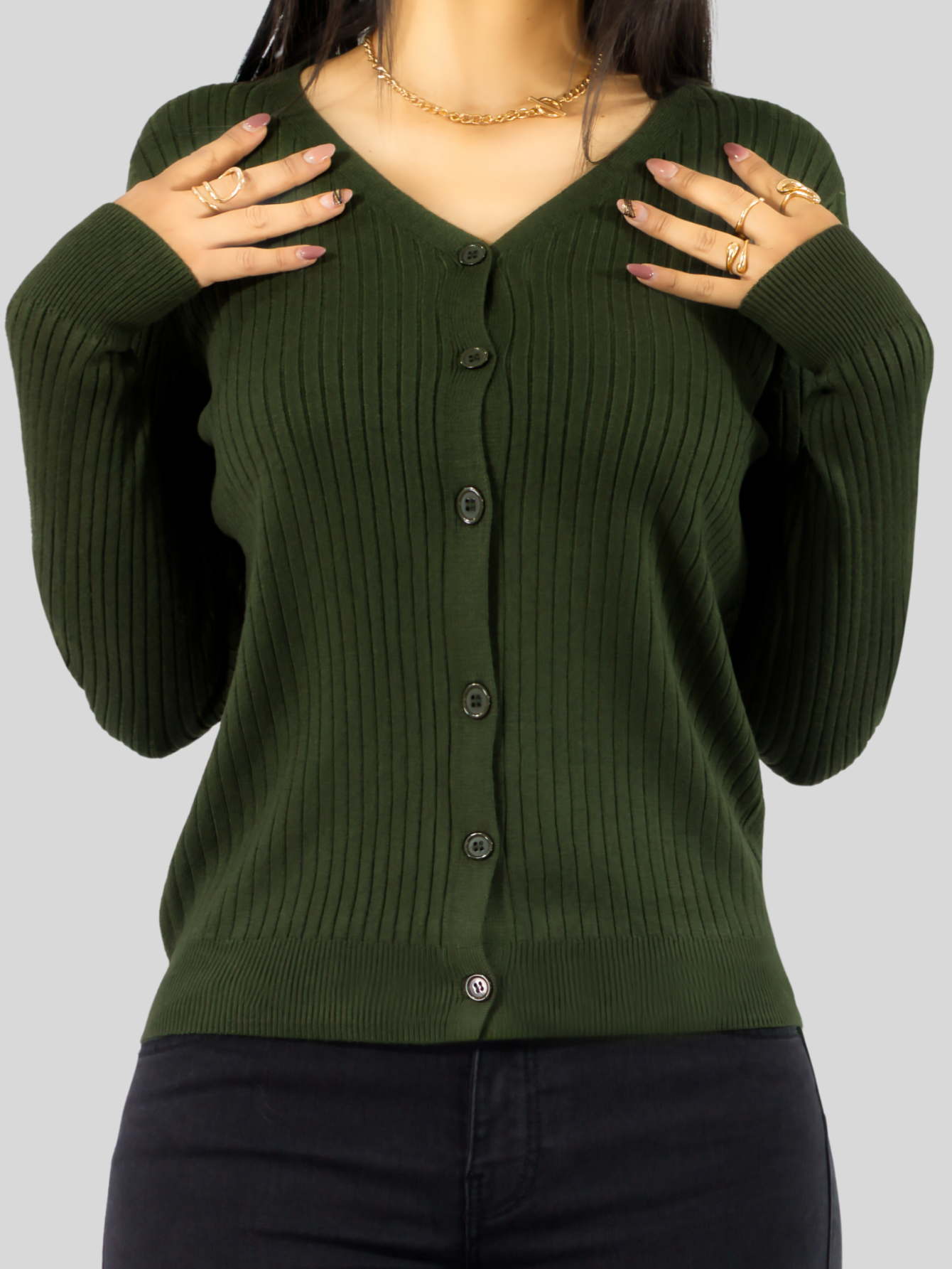 Foto 6 pulgar | Suéter Para Mujer De Manga Larga Con Botones A Juego Sweater Dama De Punto Abrigo Suéteres Suet-1043 Verde Mil