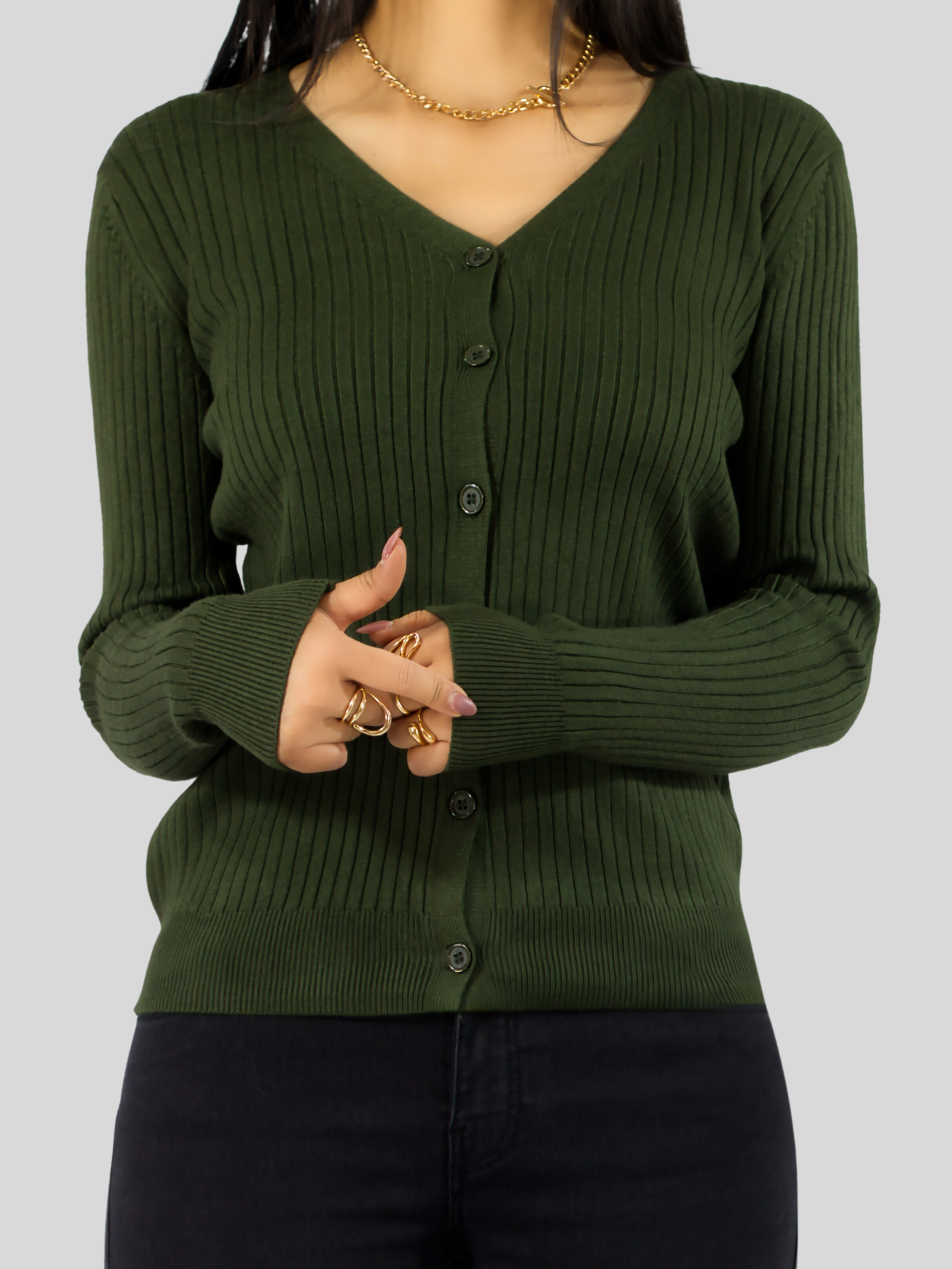 Foto 7 pulgar | Suéter Para Mujer De Manga Larga Con Botones A Juego Sweater Dama De Punto Abrigo Suéteres Suet-1043 Verde Mil