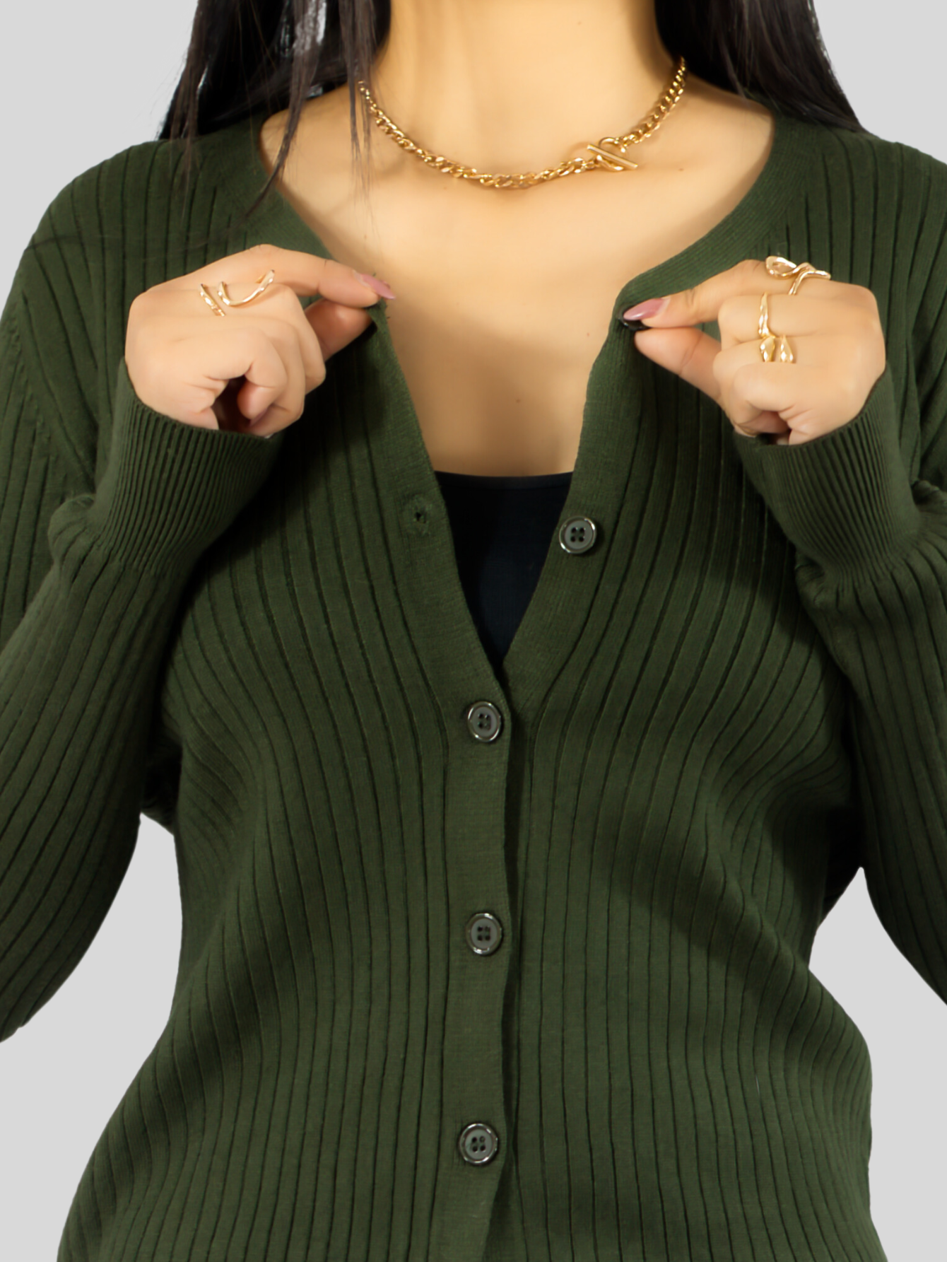 Foto 8 pulgar | Suéter Para Mujer De Manga Larga Con Botones A Juego Sweater Dama De Punto Abrigo Suéteres Suet-1043 Verde Mil