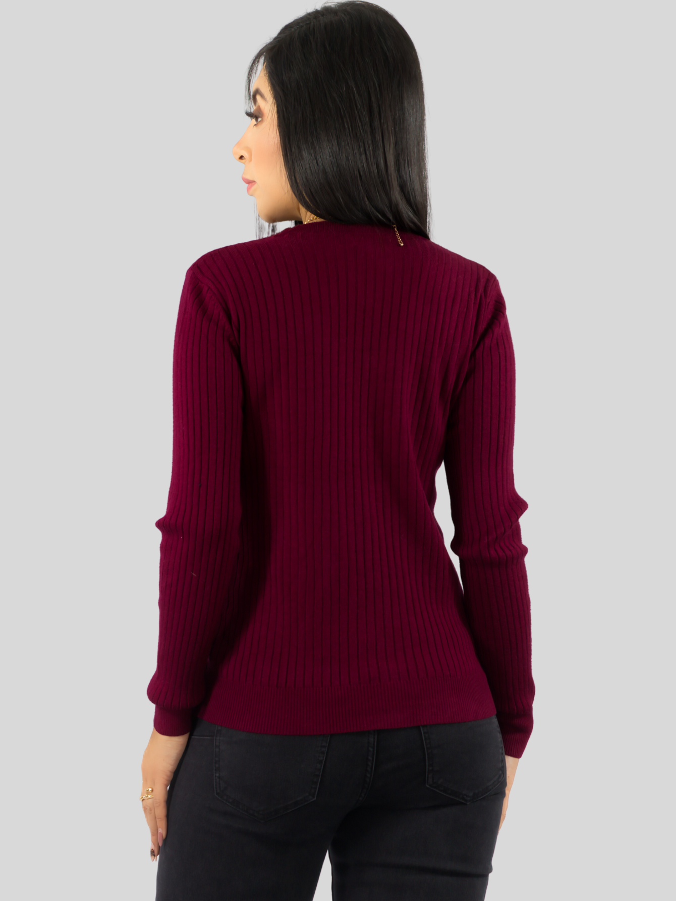 Foto 4 pulgar | Suéter Para Mujer De Manga Larga Con Botones A Juego Sweater Dama De Punto Abrigo Suéteres Suet-1043 Vino Jersey Ligero