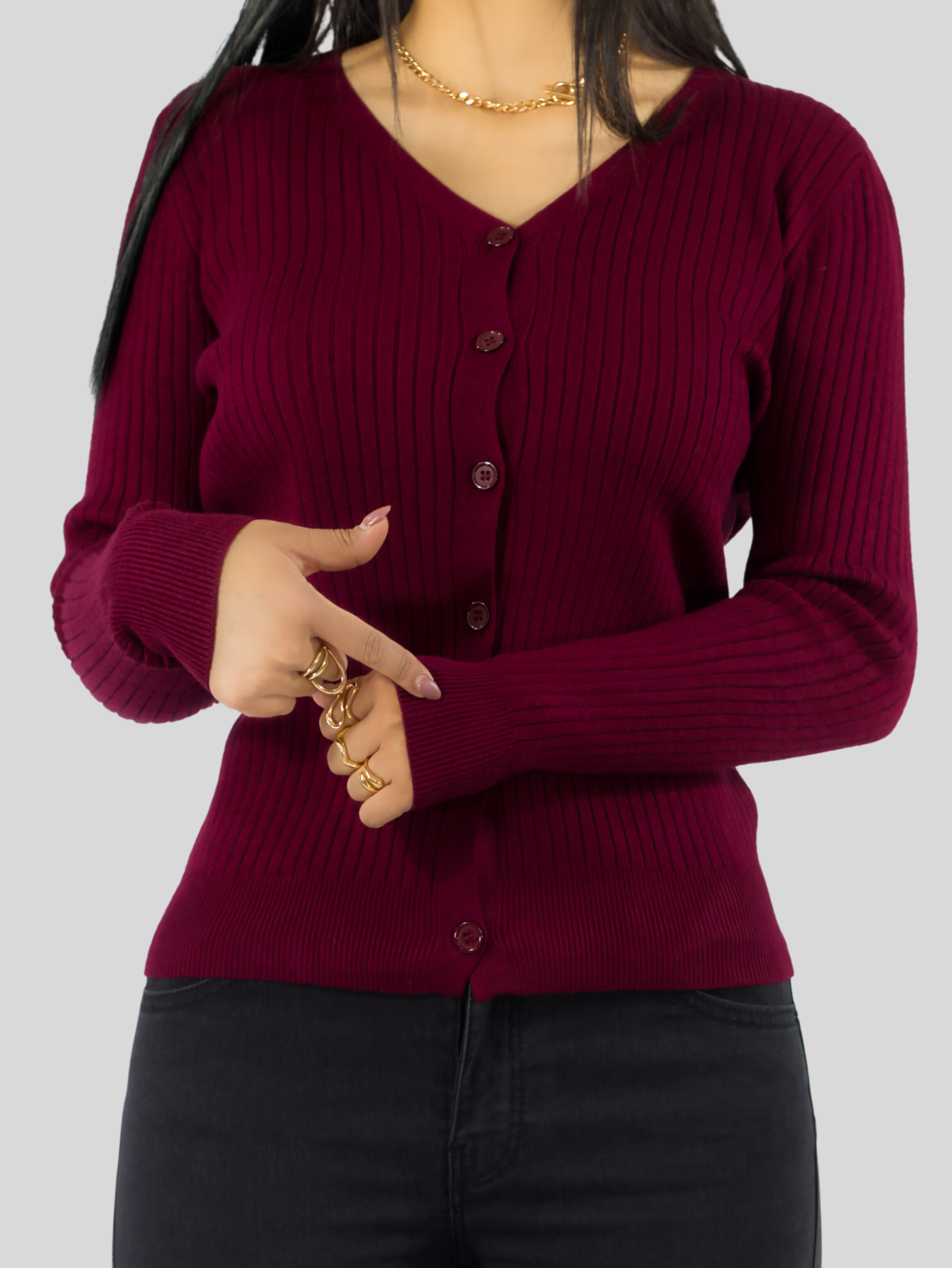 Foto 7 pulgar | Suéter Para Mujer De Manga Larga Con Botones A Juego Sweater Dama De Punto Abrigo Suéteres Suet-1043 Vino Jersey Ligero