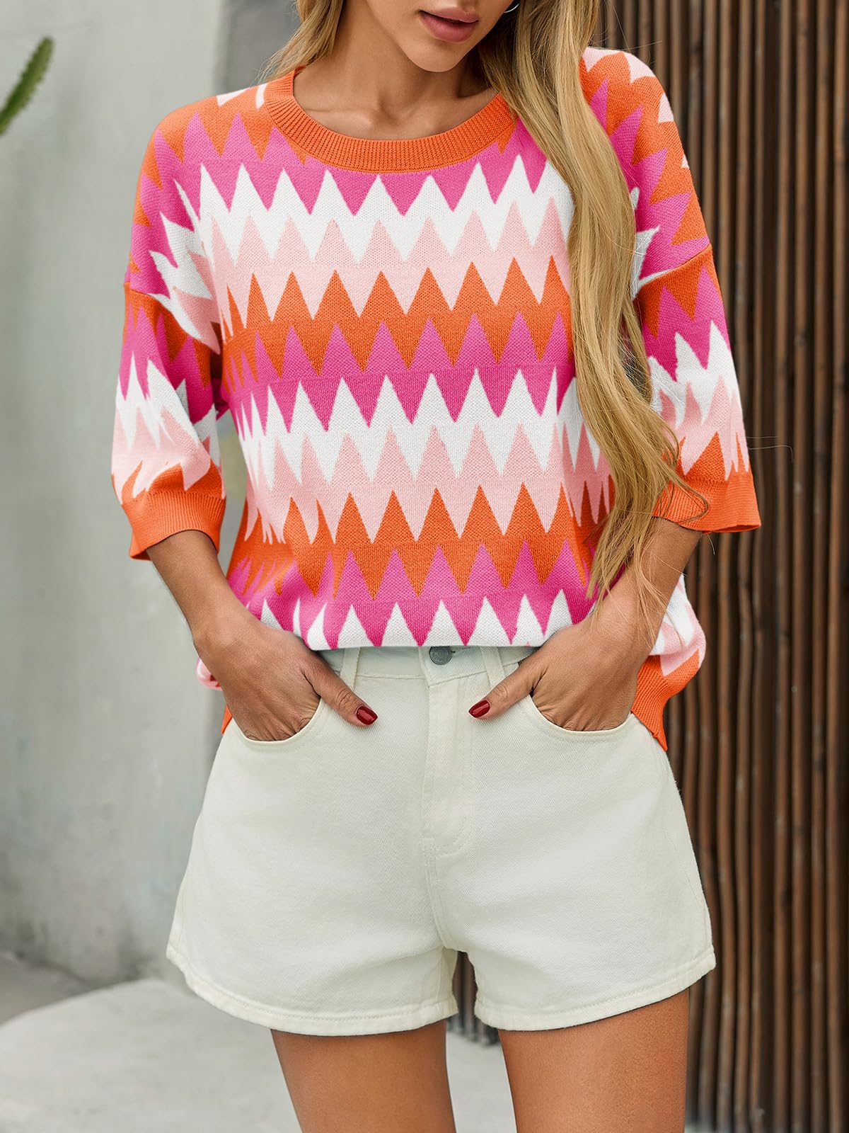 Foto 3 pulgar | Blusa Saodimallsu de Punto Anaranjado para Mujer - Venta Internacional