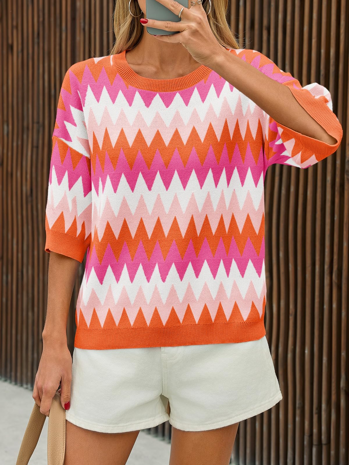 Foto 5 pulgar | Blusa Saodimallsu de Punto Anaranjado para Mujer - Venta Internacional