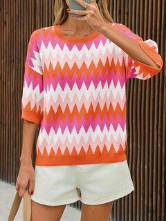 Foto 4 | Blusa Saodimallsu de Punto Anaranjado para Mujer - Venta Internacional