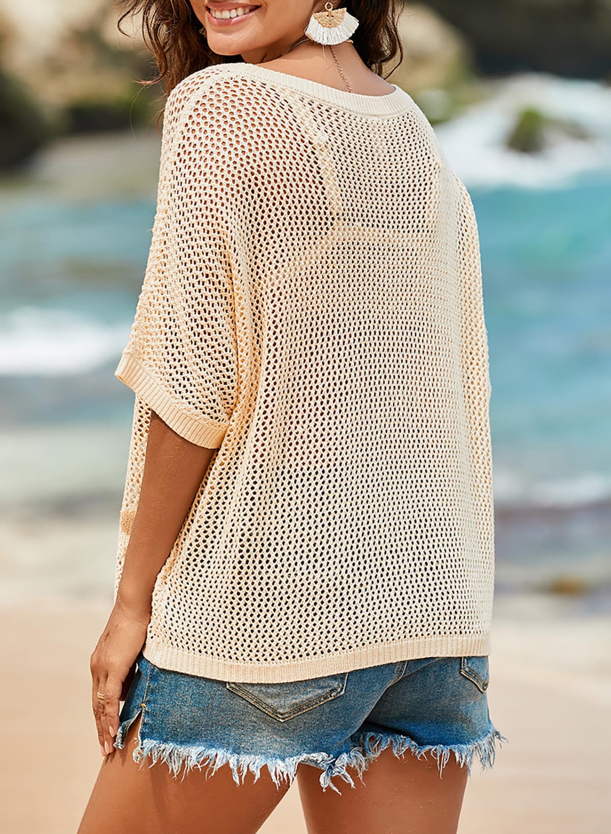 Foto 3 | Jersey Dokotoo para Mujer Estampado Floral Ganchillo Blanco - Venta Internacional