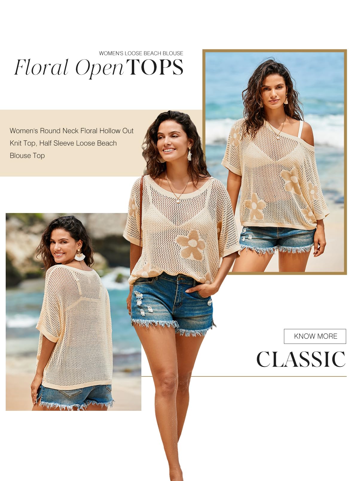 Foto 5 | Jersey Dokotoo para Mujer Estampado Floral Ganchillo Blanco - Venta Internacional