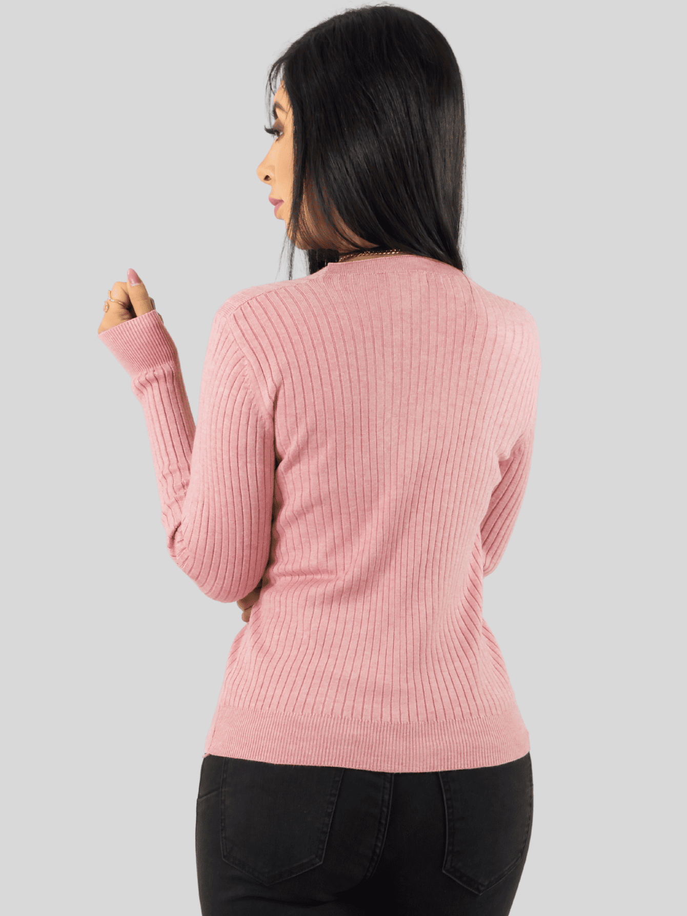 Foto 4 pulgar | Suéter Para Mujer De Manga Larga Con Botones A Juego Sweater Dama De Punto Abrigo Suéteres Suet-1043 Rosa Claro J