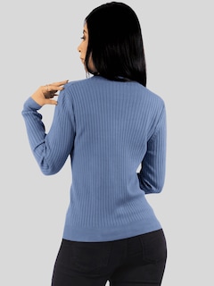 Foto 3 | Suéter Para Mujer De Manga Larga Con Botones A Juego Sweater Dama De Punto Abrigo Suéteres Suet-1043 Gris Claro J