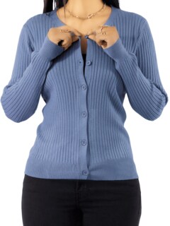 Foto 1 | Suéter Para Mujer De Manga Larga Con Botones A Juego Sweater Dama De Punto Abrigo Suéteres Suet-1043 Gris Claro J