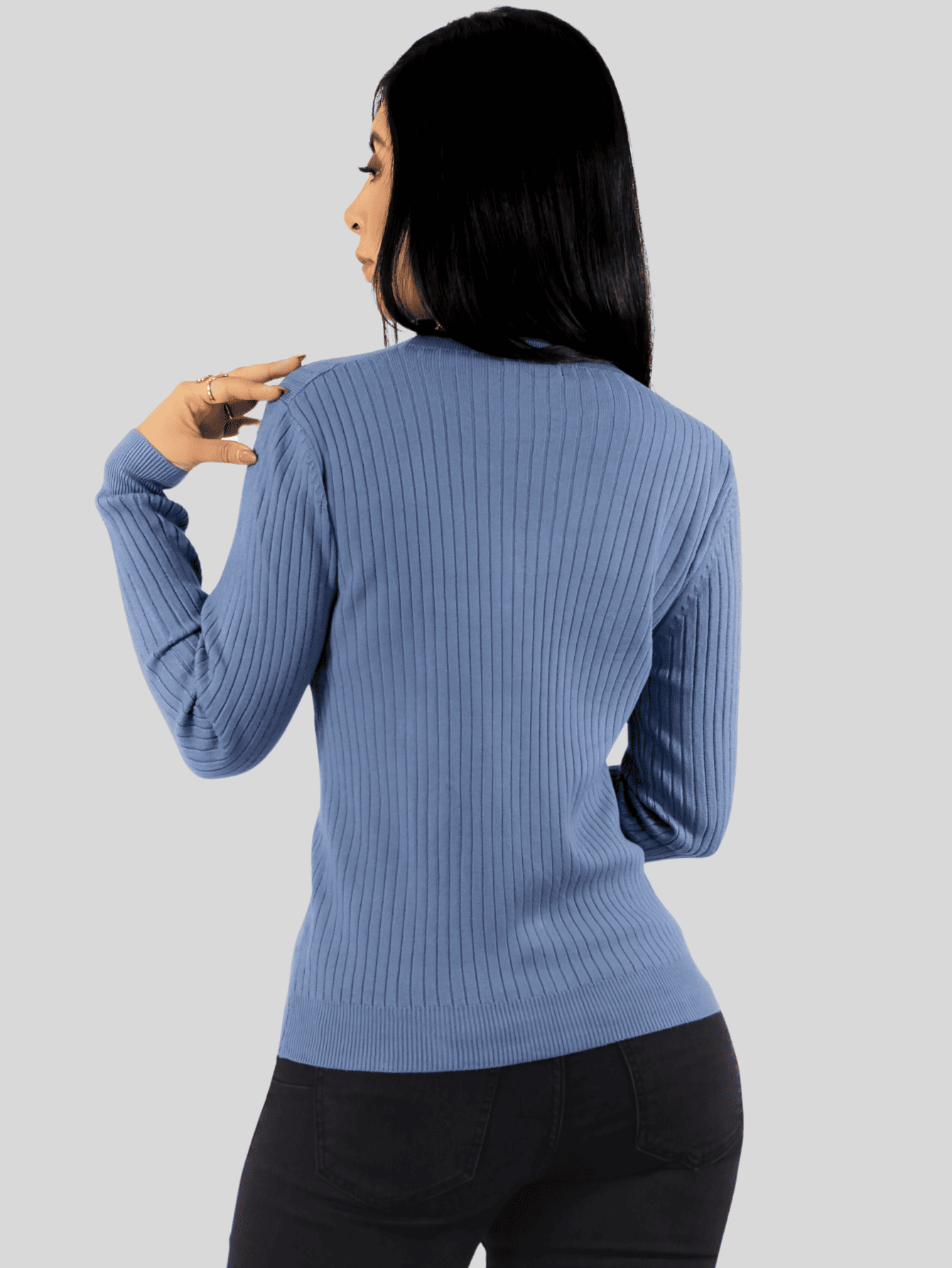 Foto 3 | Suéter Para Mujer De Manga Larga Con Botones A Juego Sweater Dama De Punto Abrigo Suéteres Suet-1043 Gris Claro J