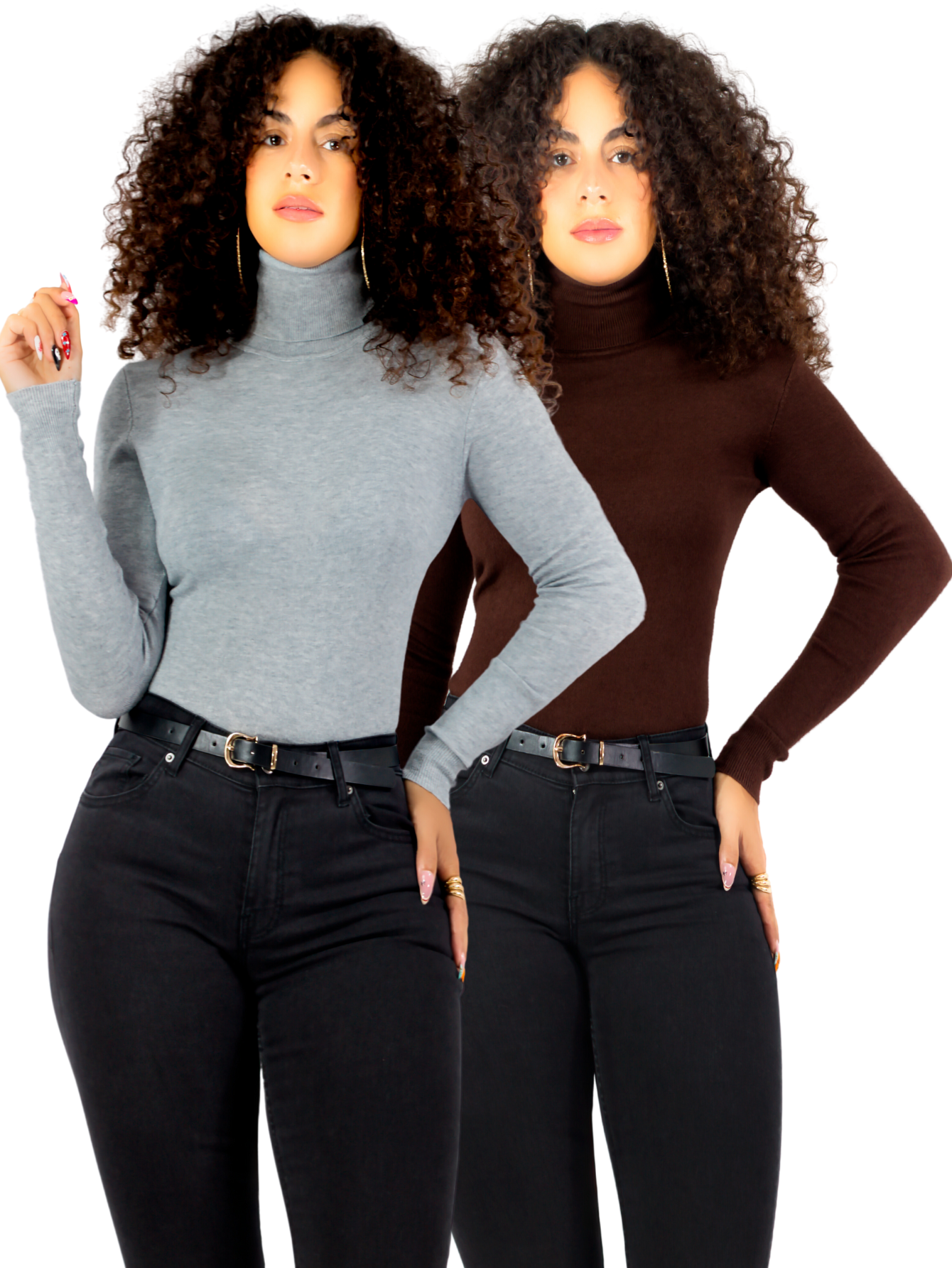 Set De 2 Sueteres Mujer De Cuello Alto Sueteres Dama Suet-1044-px2 Variedad De Colores Sweaters