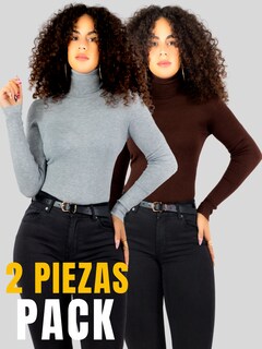 Foto 5 | Set De 2 Sueteres Mujer De Cuello Alto Sueteres Dama Suet-1044-px2 Variedad De Colores Sweaters