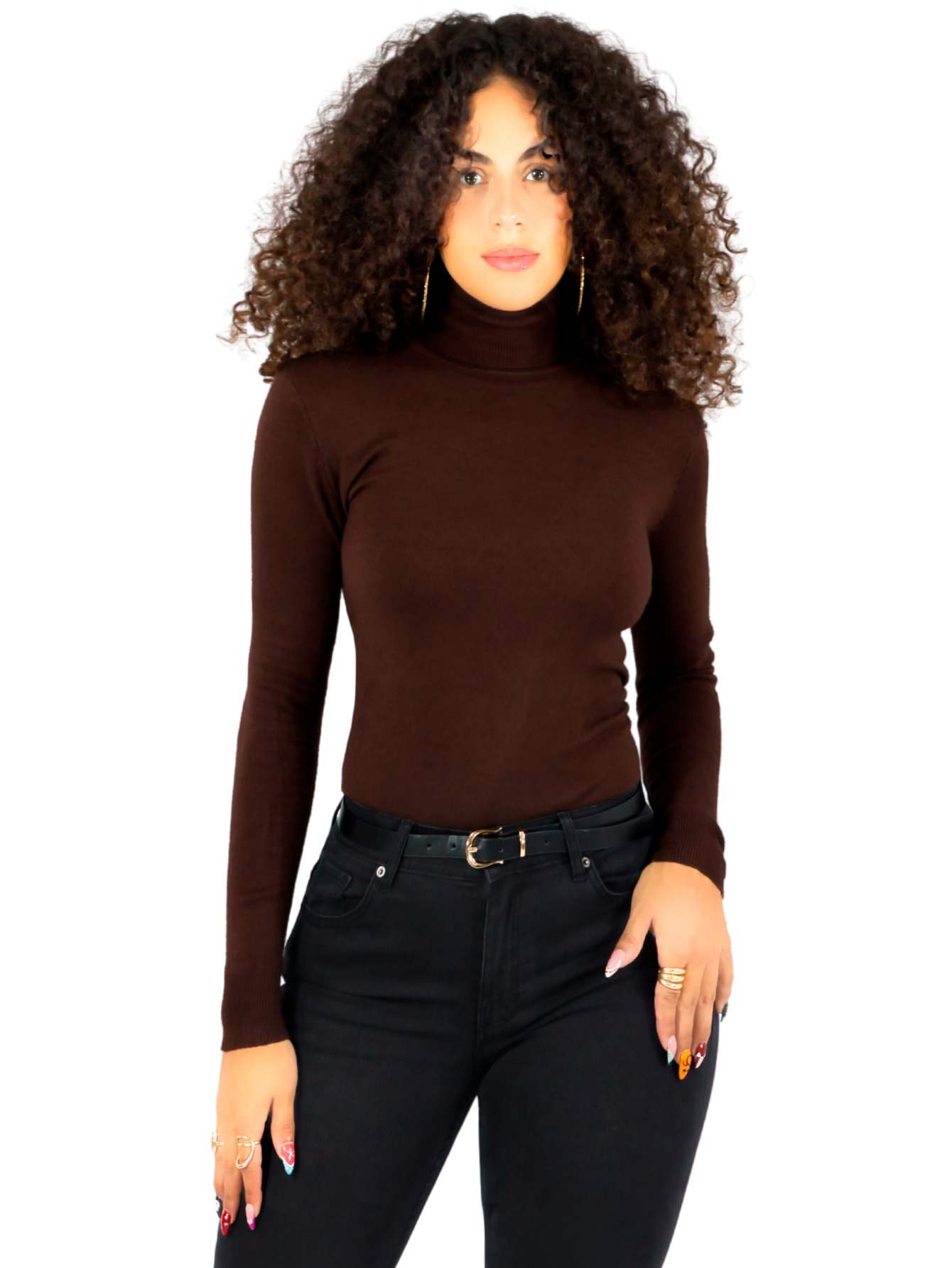 Sueter Mujer De Cuello Alto Suet-1044 Cafe Claro Sueteres Dama Sweaters