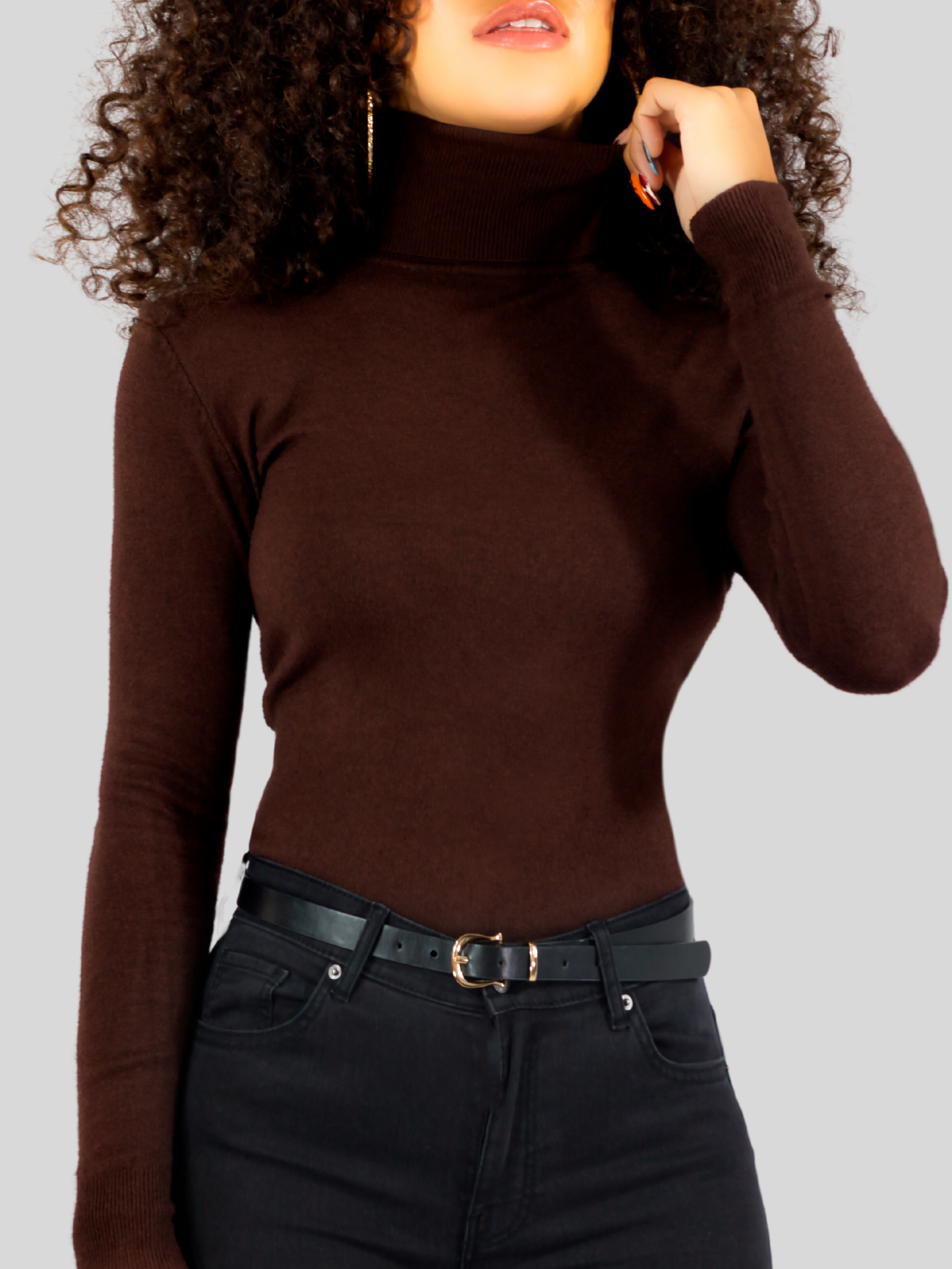 Foto 5 pulgar | Sueter Mujer De Cuello Alto Suet-1044 Cafe Claro Sueteres Dama Sweaters