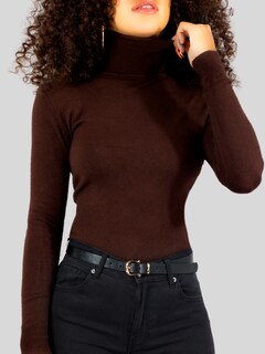 Foto 4 | Sueter Mujer De Cuello Alto Suet-1044 Cafe Claro Sueteres Dama Sweaters