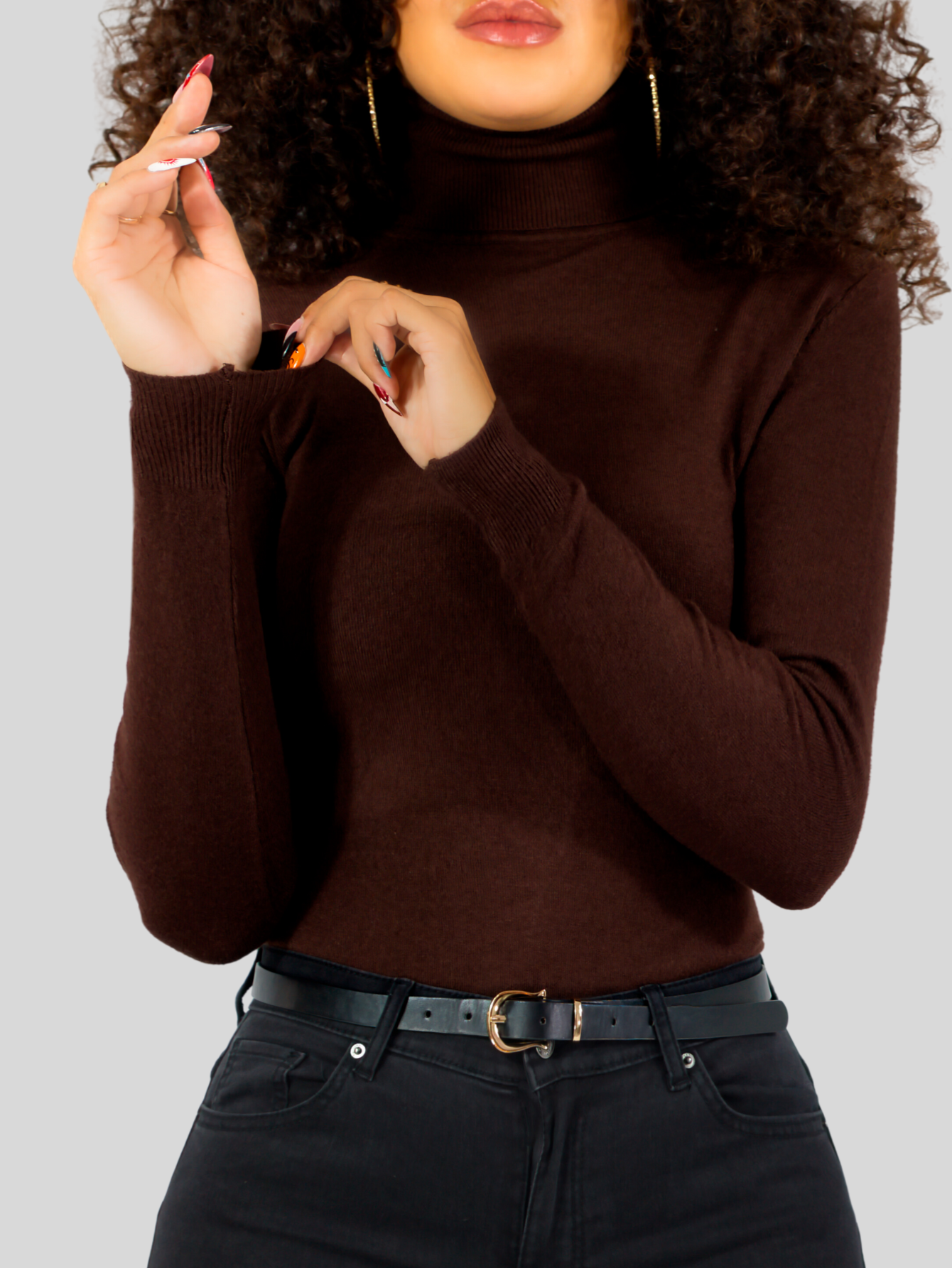 Foto 7 pulgar | Sueter Mujer De Cuello Alto Suet-1044 Cafe Claro Sueteres Dama Sweaters