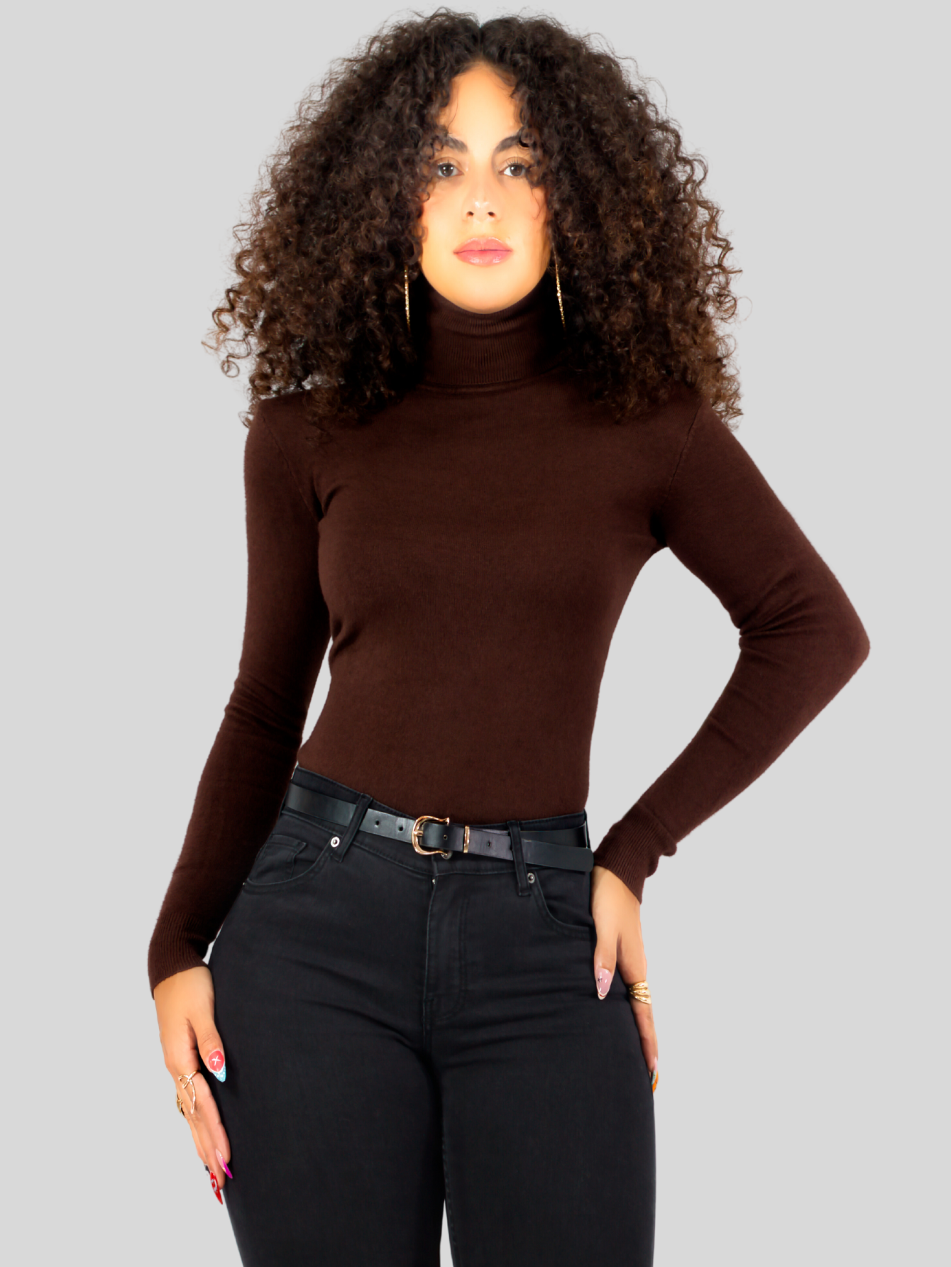 Foto 8 pulgar | Sueter Mujer De Cuello Alto Suet-1044 Cafe Claro Sueteres Dama Sweaters