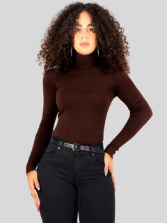 Foto 7 | Sueter Mujer De Cuello Alto Suet-1044 Cafe Claro Sueteres Dama Sweaters