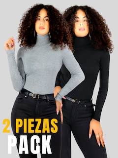 Foto 5 | Set De 2 Sueteres Mujer De Cuello Alto Sueteres Dama Suet-1044-px2 Variedad De Colores Sweaters