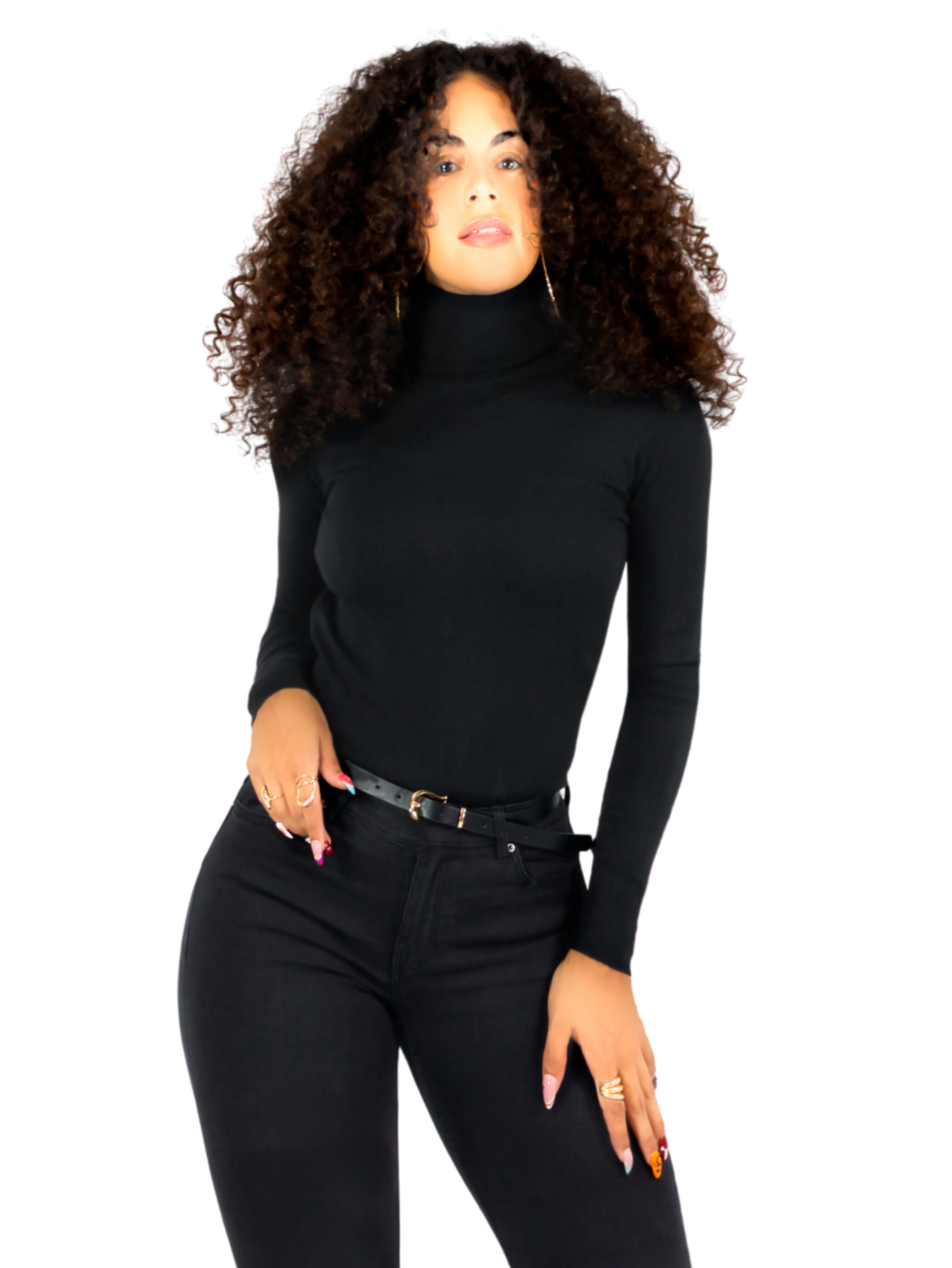 Foto 2 pulgar | Sueter Mujer De Cuello Alto Suet-1044 Negro Sueteres Dama Sweaters
