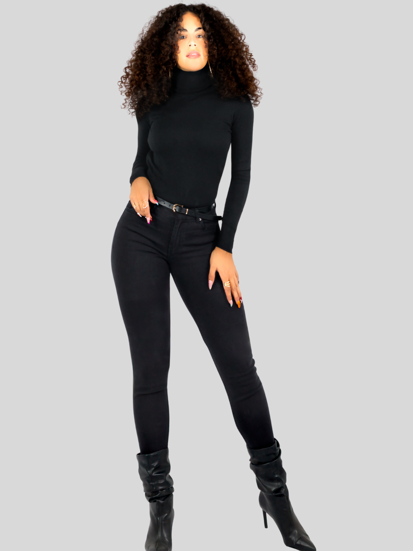 Foto 3 pulgar | Sueter Mujer De Cuello Alto Suet-1044 Negro Sueteres Dama Sweaters
