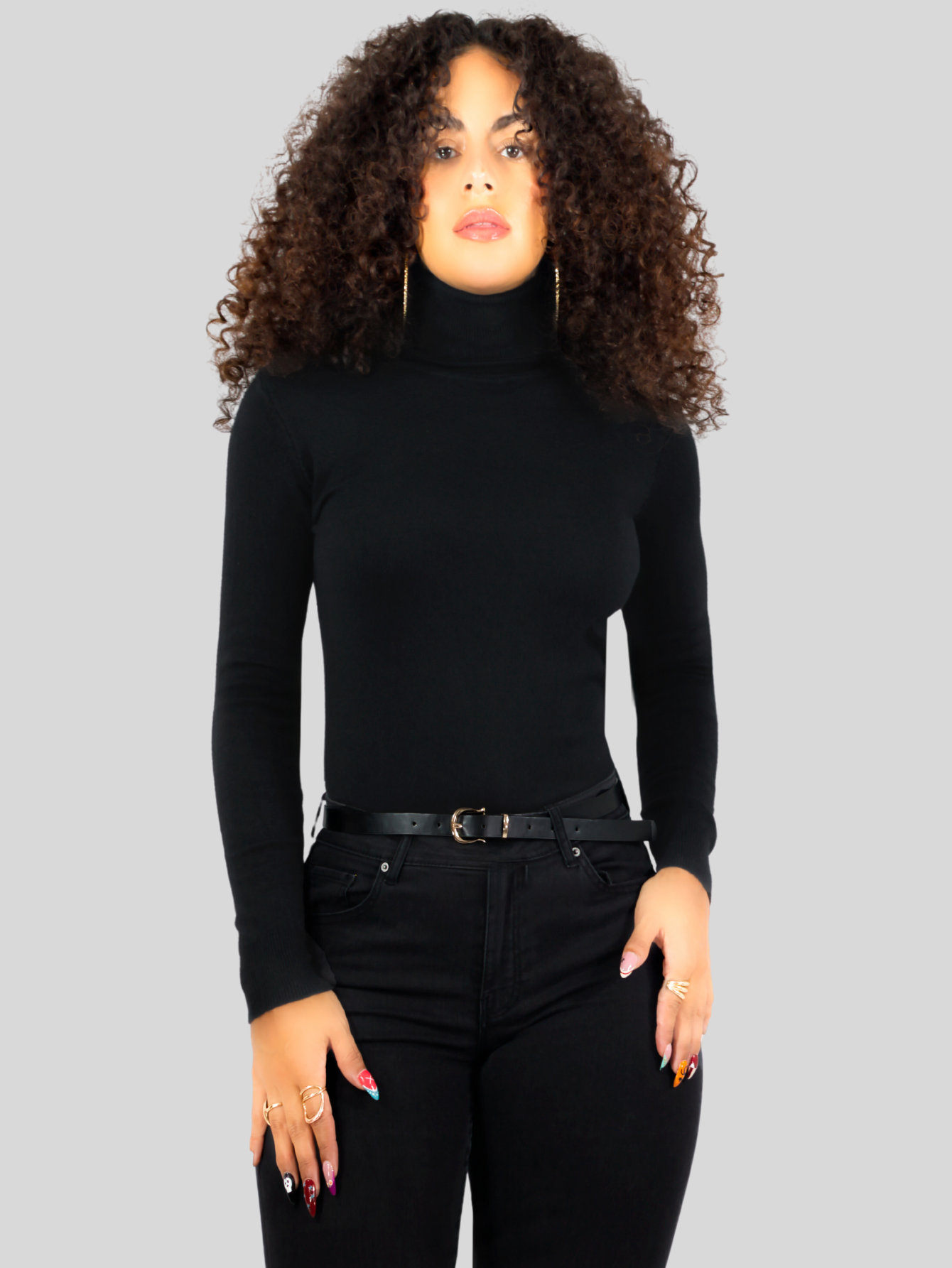 Foto 7 pulgar | Sueter Mujer De Cuello Alto Suet-1044 Negro Sueteres Dama Sweaters