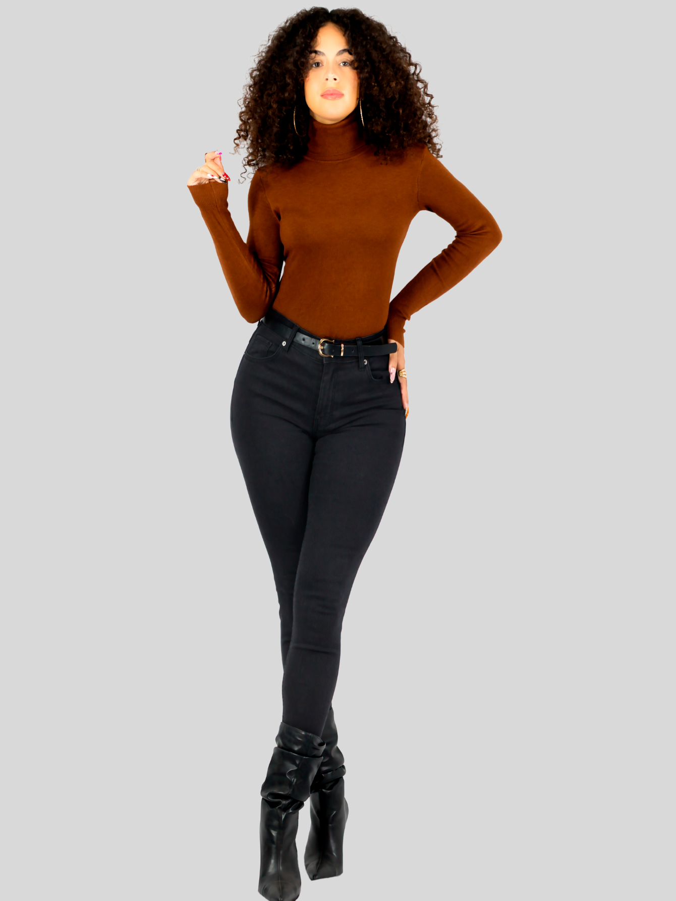 Foto 2 | Sueter Mujer De Cuello Alto Suet-1044 Cafe Sueteres Dama Sweaters