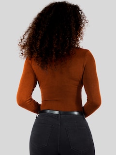 Foto 3 | Sueter Mujer De Cuello Alto Suet-1044 Cafe Sueteres Dama Sweaters