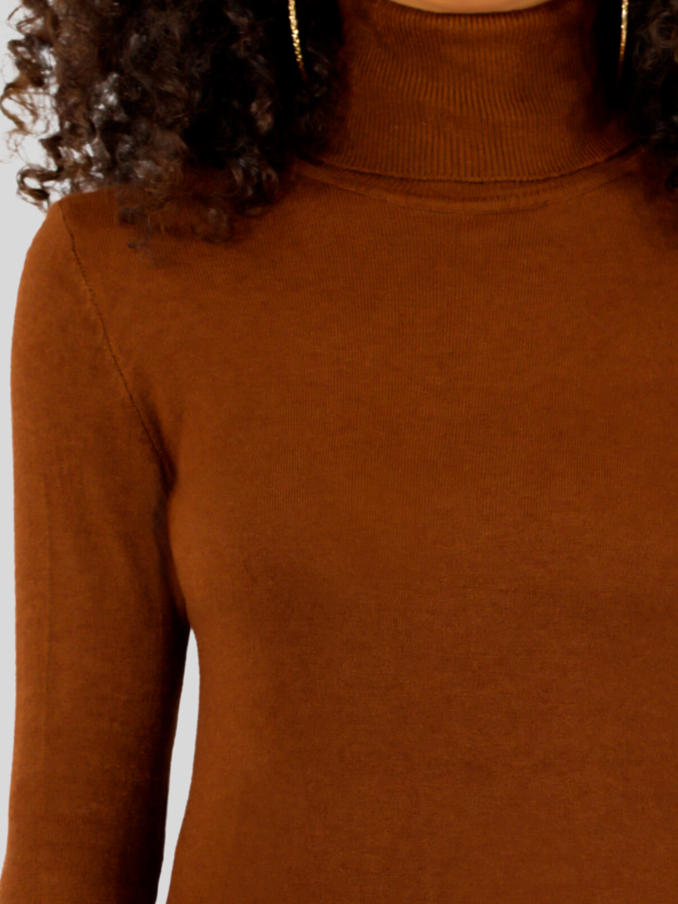 Foto 6 pulgar | Sueter Mujer De Cuello Alto Suet-1044 Cafe Sueteres Dama Sweaters