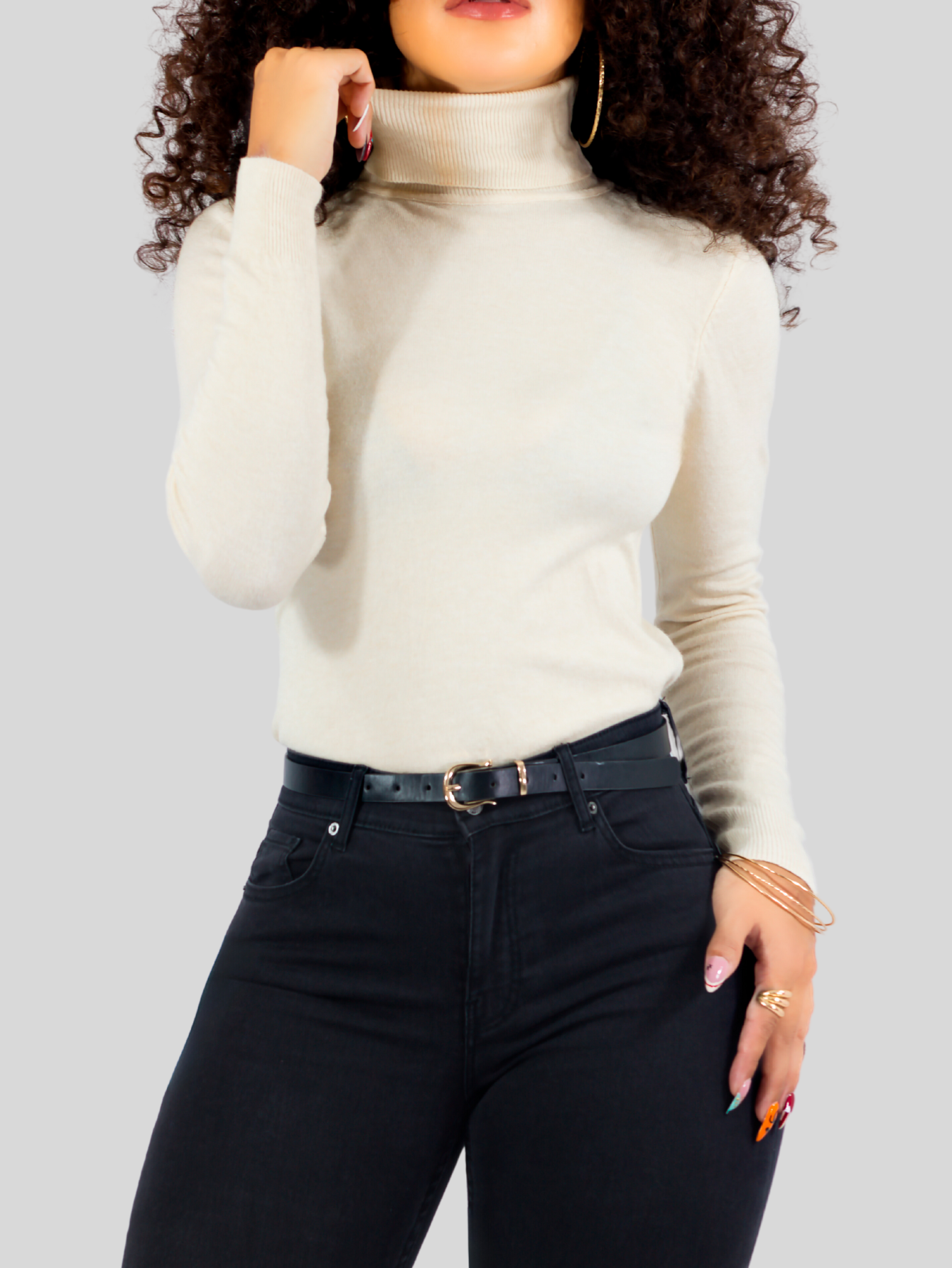 Foto 7 pulgar | Sueter Mujer De Cuello Alto Suet-1044 Crema Sueteres Dama Sweaters