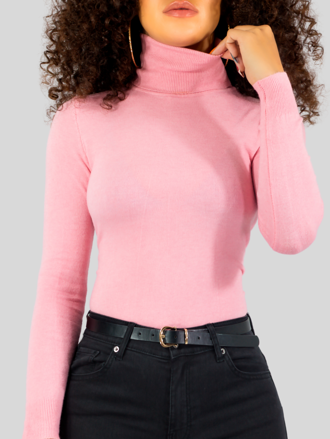 Foto 5 pulgar | Sueter Mujer De Cuello Alto Suet-1044 Rosa Sueteres Dama Sweaters