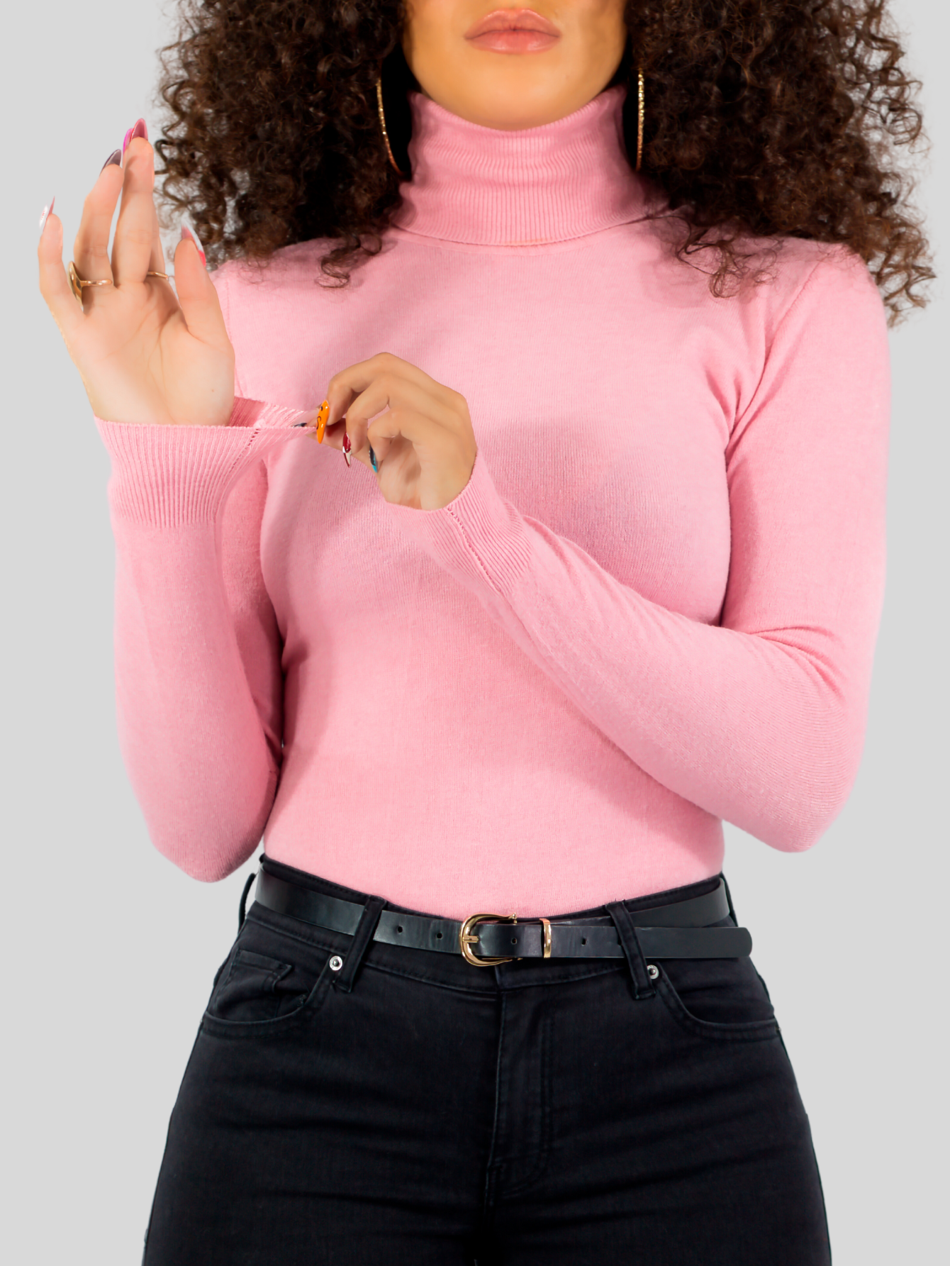 Foto 6 pulgar | Sueter Mujer De Cuello Alto Suet-1044 Rosa Sueteres Dama Sweaters