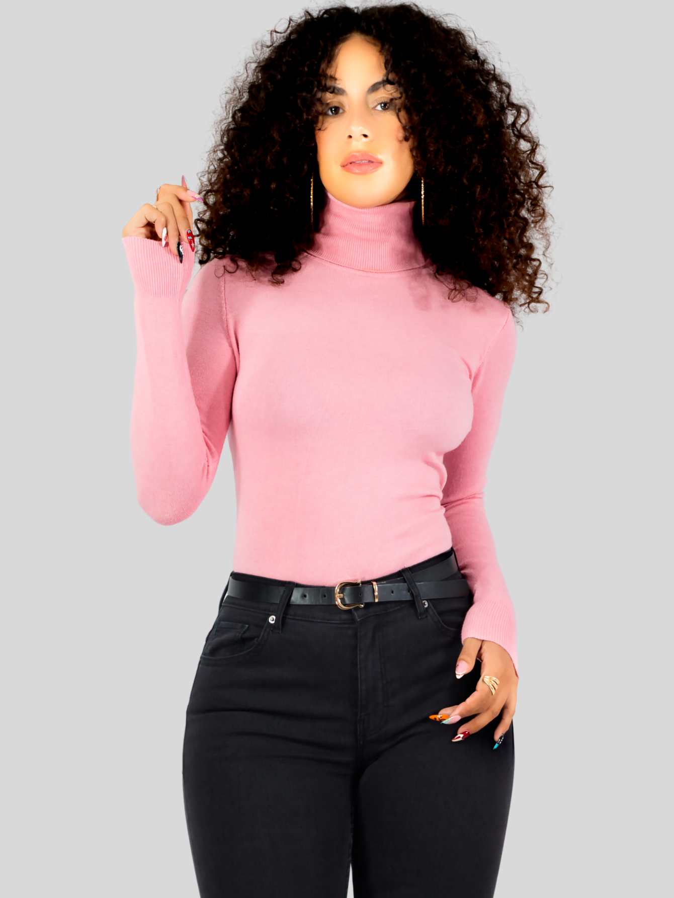 Foto 7 pulgar | Sueter Mujer De Cuello Alto Suet-1044 Rosa Sueteres Dama Sweaters