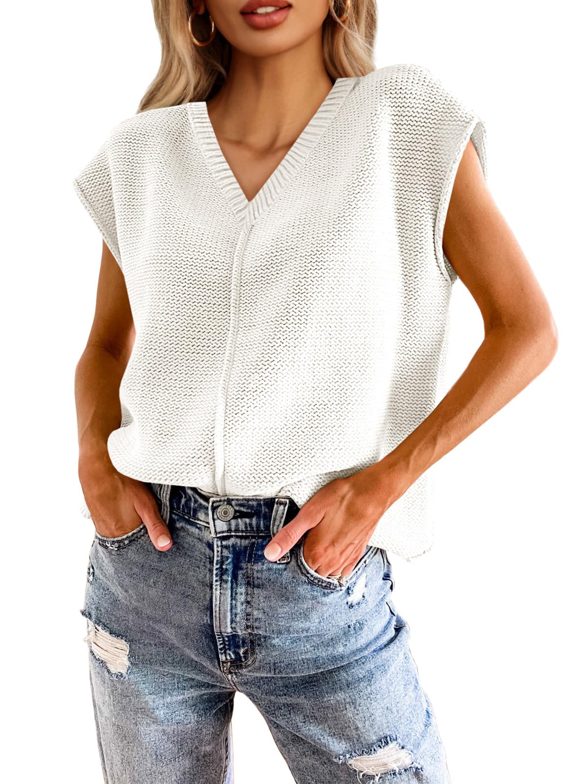 Suéter Saodimallsu De Verano Con Manga Corta Y Cuello En V Para Mujer - Venta Internacional.