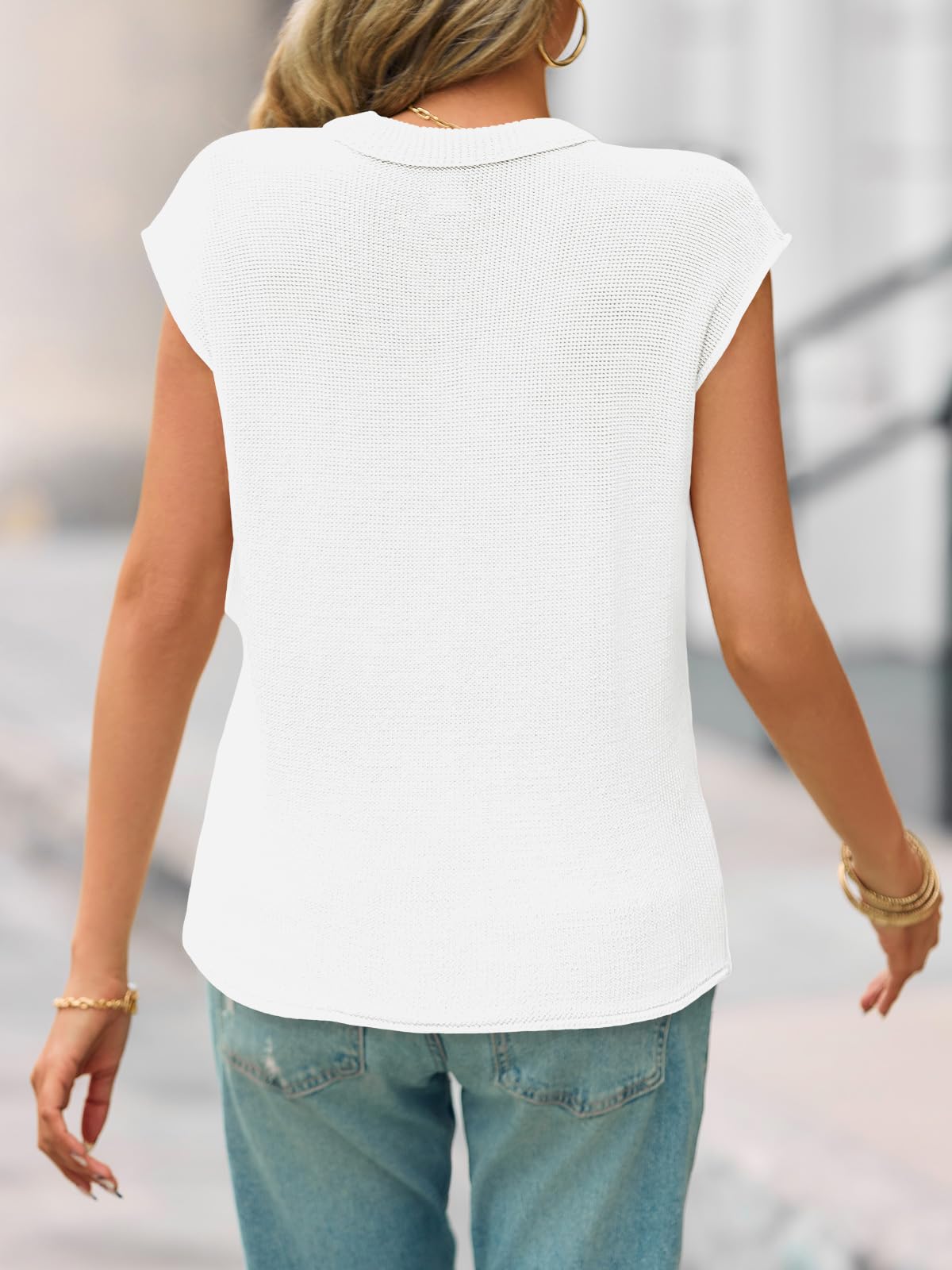 Foto 6 pulgar | Suéter Saodimallsu De Verano Con Manga Corta Y Cuello En V Para Mujer - Venta Internacional.