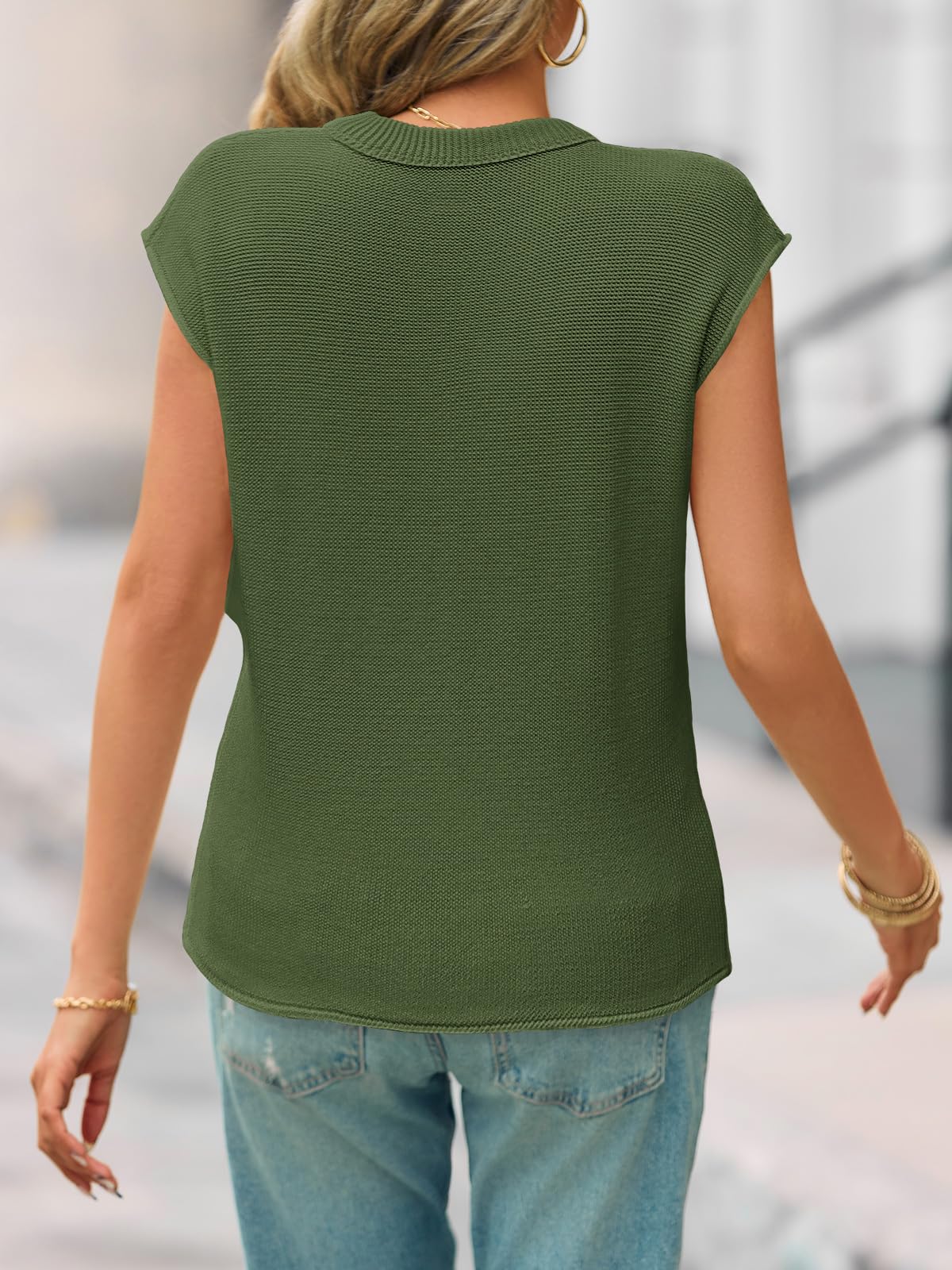 Foto 6 pulgar | Sudadera Saodimallsu Para Mujer, Manga Corta De Verano, Cuello En V - Venta Internacional.