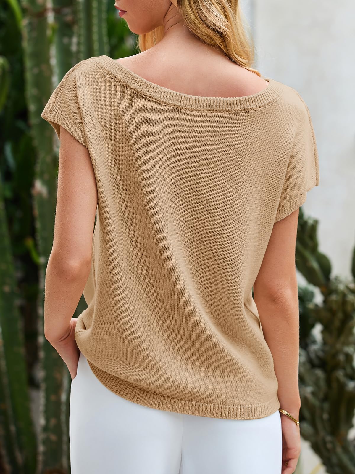 Foto 6 pulgar | Sudadera Saodimallsu Con Hombros Descubiertos Para Mujer, Color Caqui - Venta Internacional.